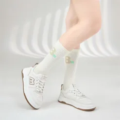M Logo Monogram Sneakers – Beige Accent
