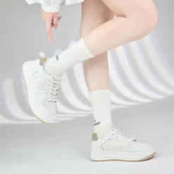 Bear Patch Everyday Sneakers – White and Tan