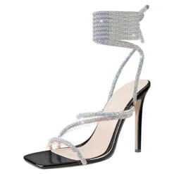 Sparkly Silver High Heels – Party Sandals